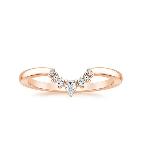 Allison Crescent Diamond Wedding Ring Pink Gold