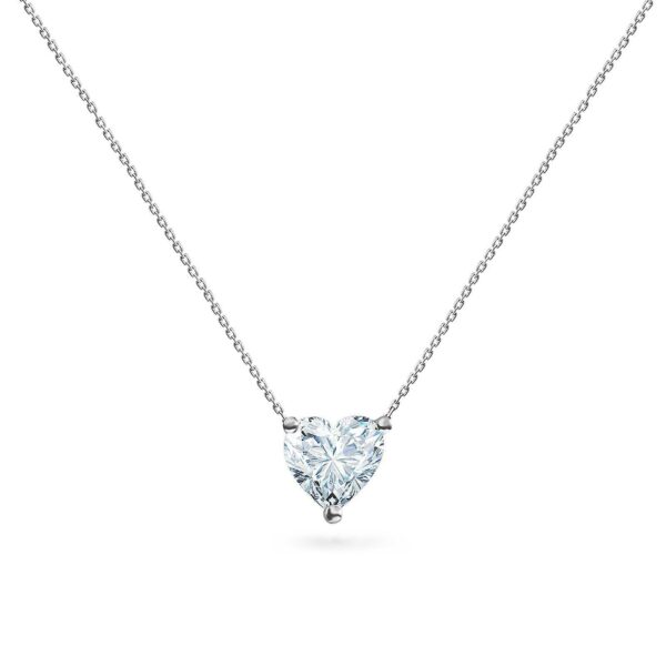 Heart Diamond Solitaire Necklace White Gold