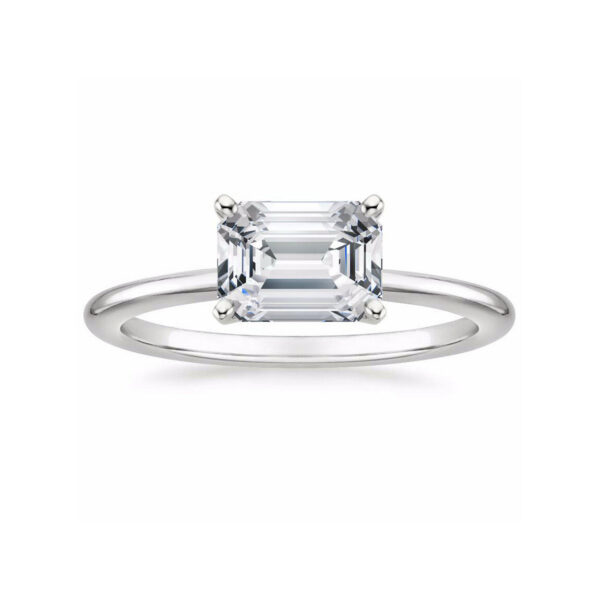 Lauren Emerald Diamond East West Engagement Ring White Gold