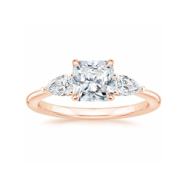 Layla Cushion Diamond Three Stone Engagement Ring Pink Gold