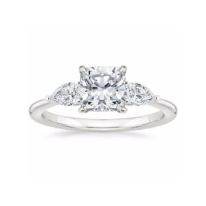 Layla Cushion Diamond Three Stone Engagement Ring White Gold