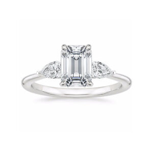 Layla Emerald Diamond Three Stone Engagement Ring White Gold