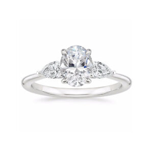 Layla Oval Diamond Three Stone Engagement Ring White Gold