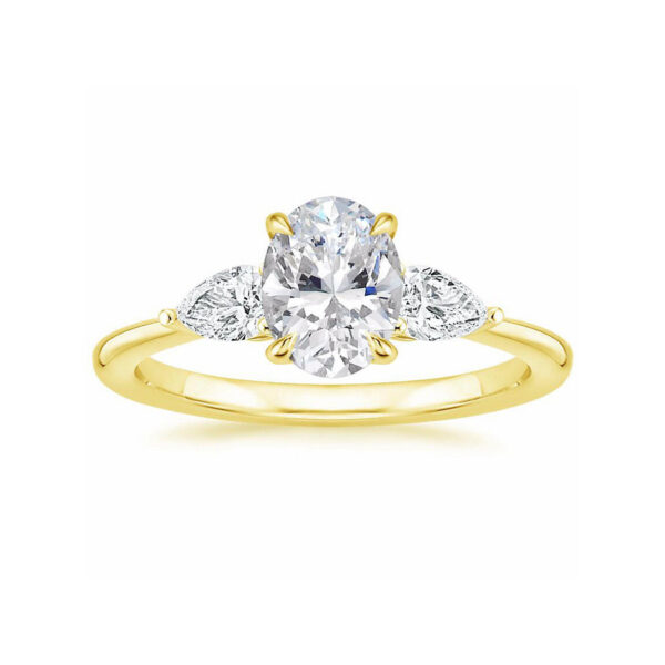 Layla Oval Diamond Three Stone Engagement Ring Yellow Gold