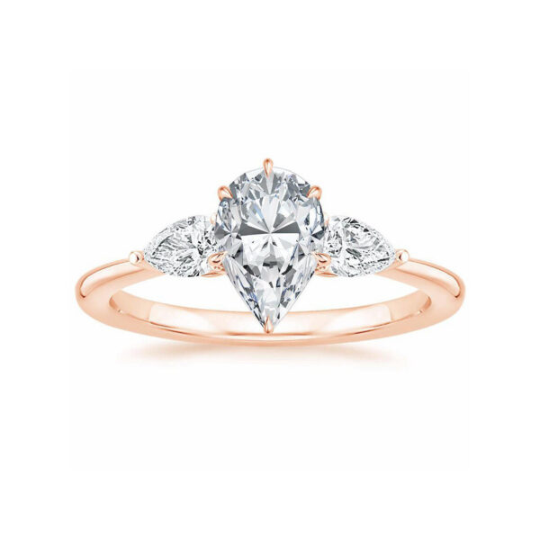 Layla Pear Diamond Three Stone Engagement Ring Pink Gold