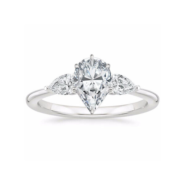 Layla Pear Diamond Three Stone Engagement Ring White Gold
