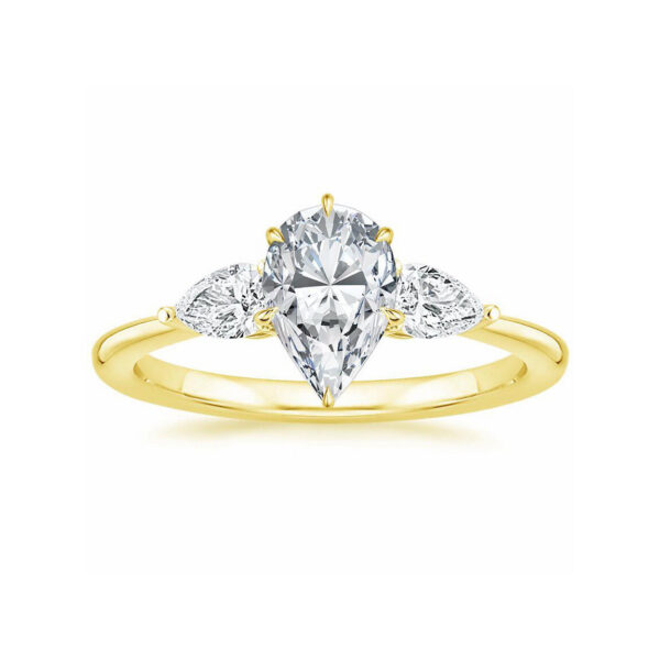 Layla Pear Diamond Three Stone Engagement Ring Yellow Gold