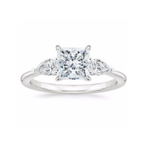 Layla Princess Diamond Three Stone Engagement Ring White Gold