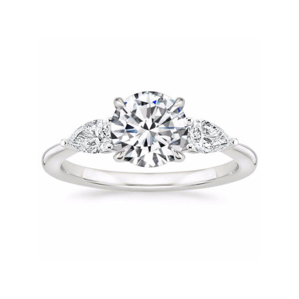 Layla Round Diamond Three Stone Engagement Ring White Gold
