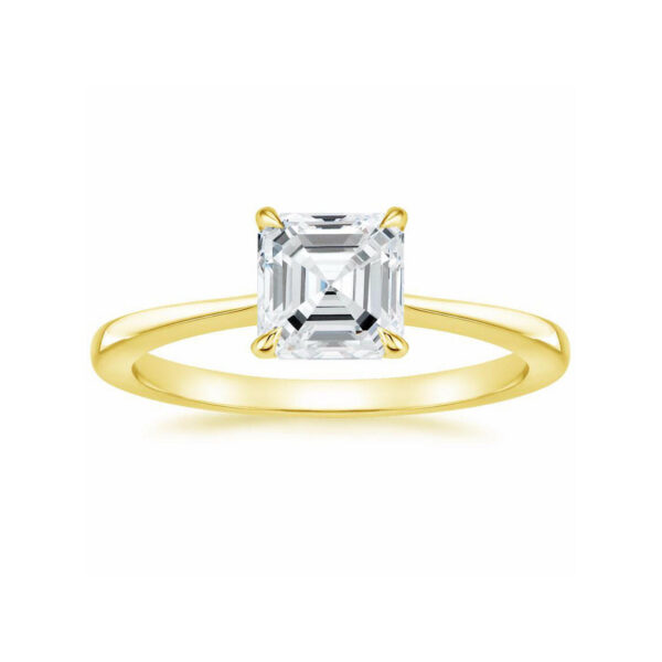 Leah Asscher Diamond Tapered Engagement Ring Yellow Gold
