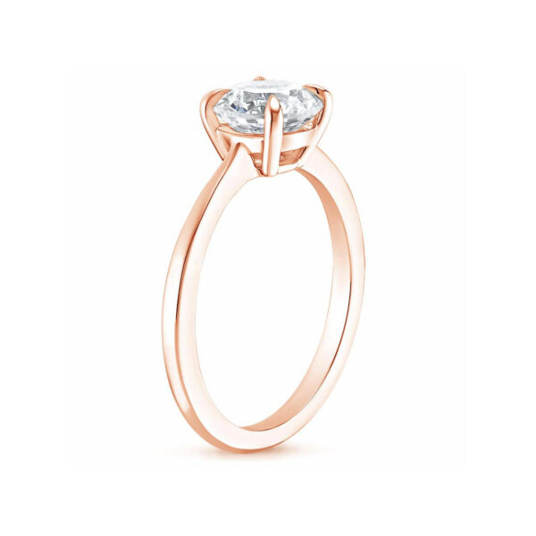 Leah Cushion Diamond Tapered Engagement Ring Pink Gold Side
