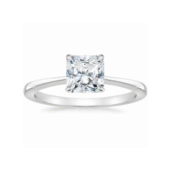 Leah Cushion Diamond Tapered Engagement Ring White Gold
