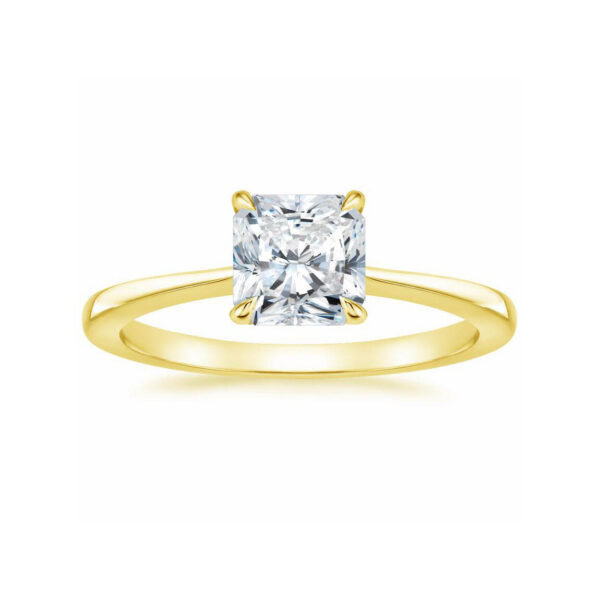 Leah Cushion Diamond Tapered Engagement Ring Yellow Gold