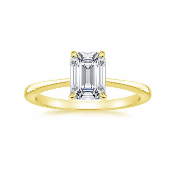 Leah Emerald Diamond Tapered Engagement Ring Yellow Gold