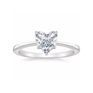 Leah Heart Diamond Tapered Engagement Ring White Gold
