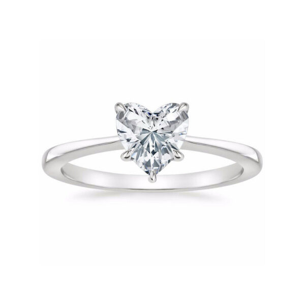 Leah Heart Diamond Tapered Engagement Ring White Gold