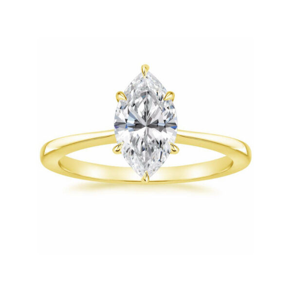 Leah Marquise Diamond Tapered Engagement Ring Yellow Gold