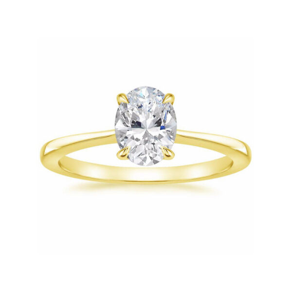 Leah Oval Diamond Tapered Engagement Ring Yellow Gold