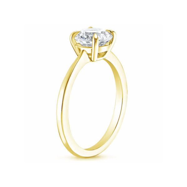 Leah Oval Diamond Tapered Engagement Ring Yellow Gold Side