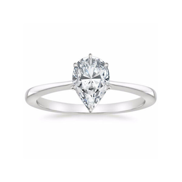 Leah Pear Diamond Tapered Engagement Ring White Gold