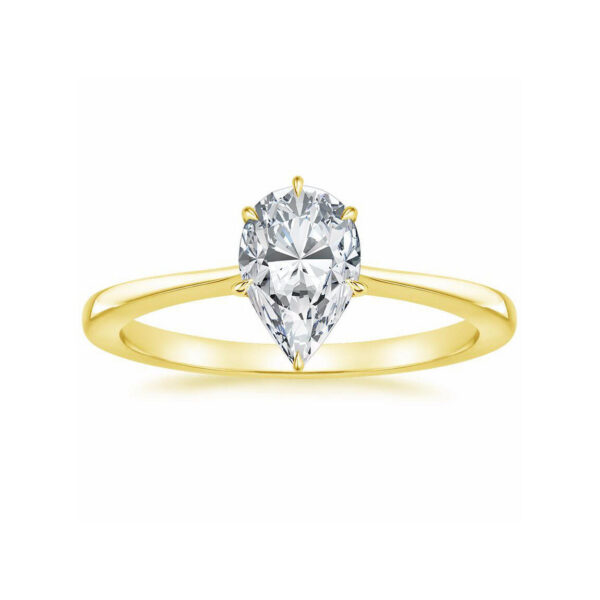 Leah Pear Diamond Tapered Engagement Ring Yellow Gold