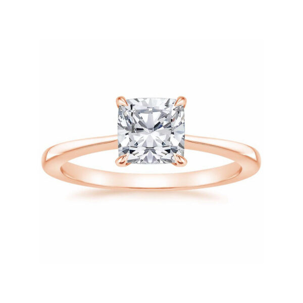 Leah Radiant Diamond Tapered Engagement Ring Pink Gold