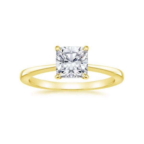 Leah Radiant Diamond Tapered Engagement Ring Yellow Gold