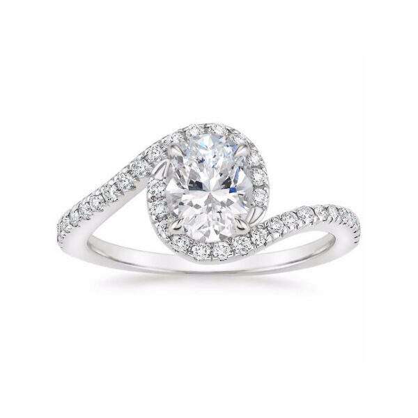 Leona Oval Diamond Designer Engagement Ring White Gold