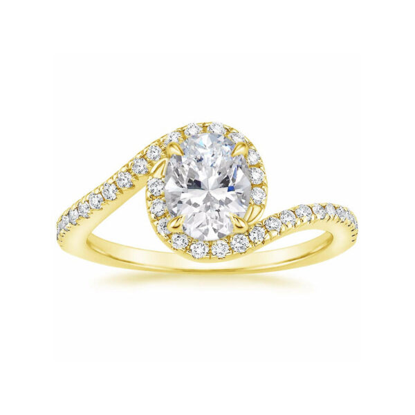 Leona Oval Diamond Designer Engagement Ring Yellow Gold