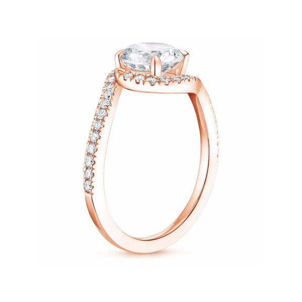 Leona Round Diamond Rare Engagement Ring Pink Gold Side