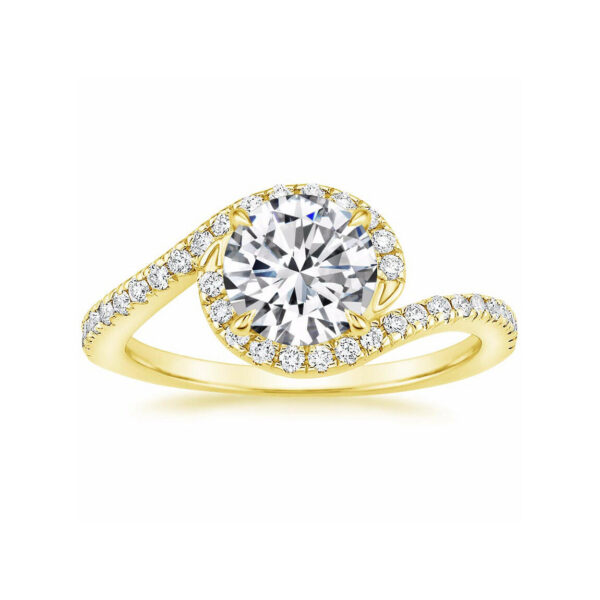 Leona Round Diamond Rare Engagement Ring Yellow Gold