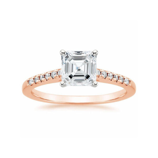 Lessie Asscher Diamond Engagement Ring Pink Gold