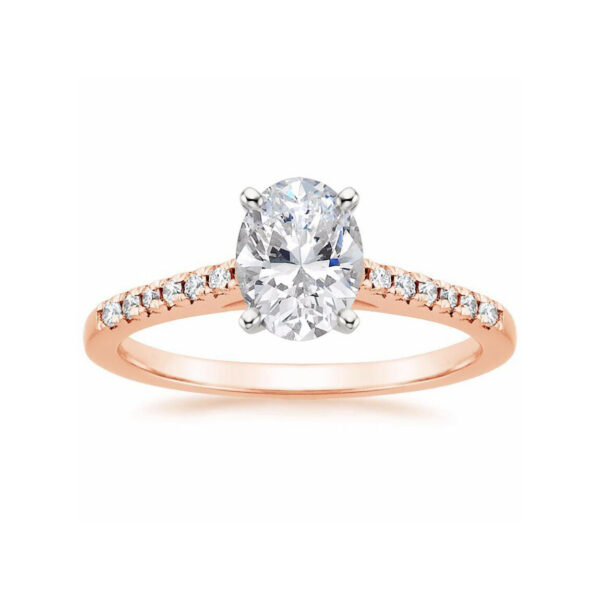 Lessie Oval Diamond Engagement Ring Pink Gold