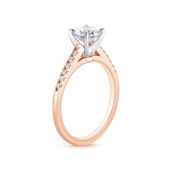 Lessie Round Diamond Engagement Ring Pink Gold Side