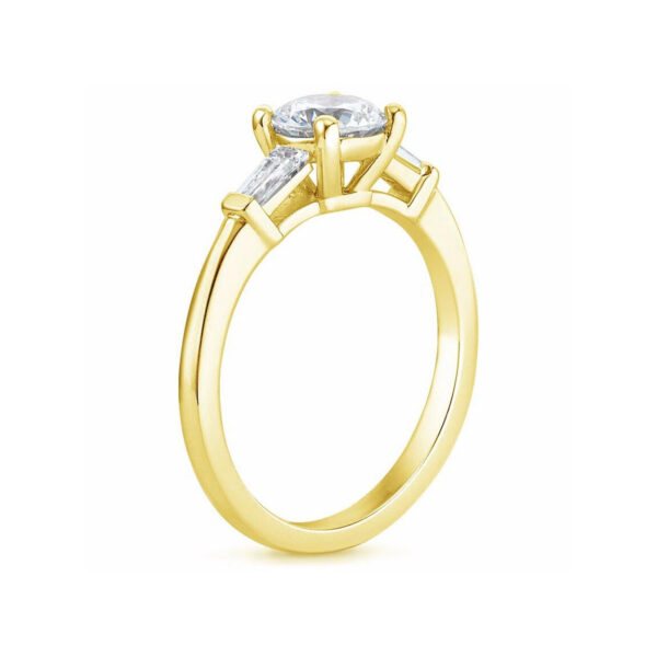 Liv Asscher Diamond Baguette Engagement Ring Yellow Gold Side