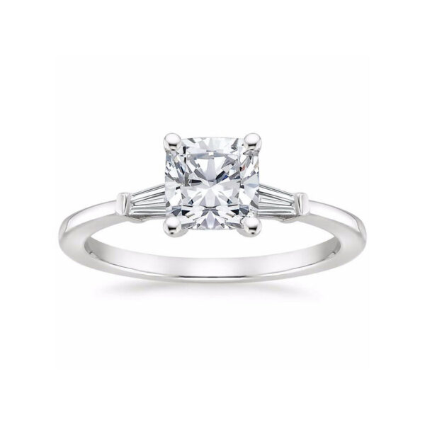 Liv Cushion Diamond Baguette Engagement Ring White Gold