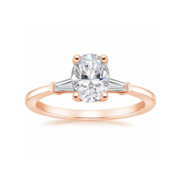 Liv Oval Diamond Baguette Engagement Ring Pink Gold