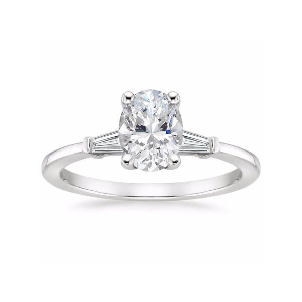 Liv Oval Diamond Baguette Engagement Ring White Gold
