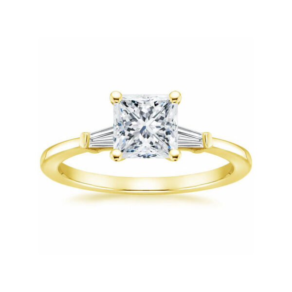Liv Princess Diamond Baguette Engagement Ring Yellow Gold