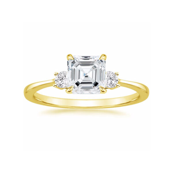 Liza Asscher Diamond Three Stone Engagement Yellow Gold