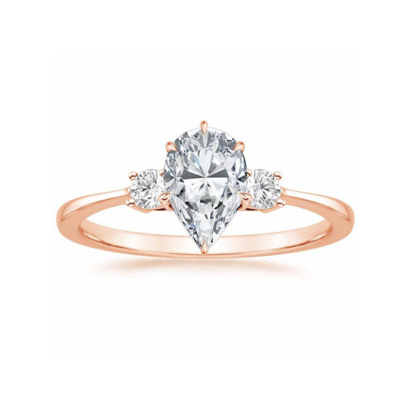 Liza Pear Diamond Three Stone Engagement Ring Pink Gold