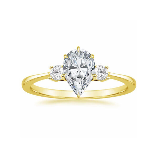 Liza Pear Diamond Three Stone Engagement Ring Yellow Gold