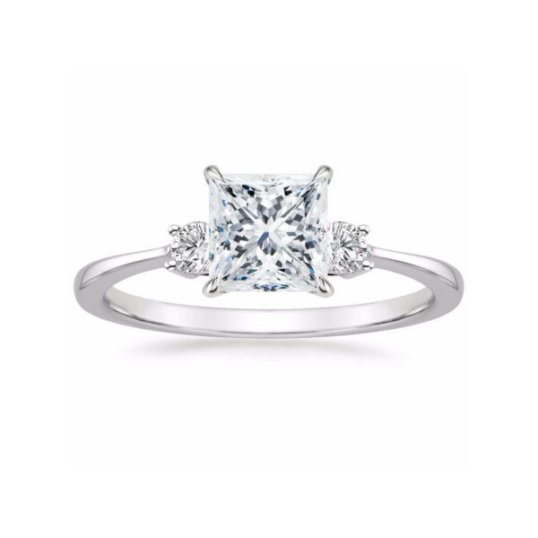 Liza Princess Diamond Three Stone Engagement Ring White Gold