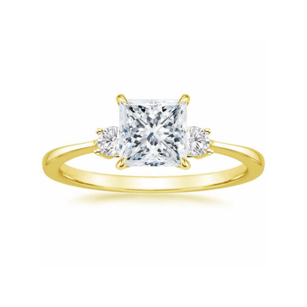 Liza Princess Diamond Three Stone Engagement Ring Yellow Gold
