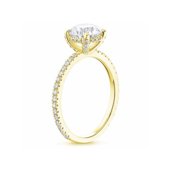 Lola Asscher Diamond Pave Solitaire Engagement Ring Yellow Gold Side