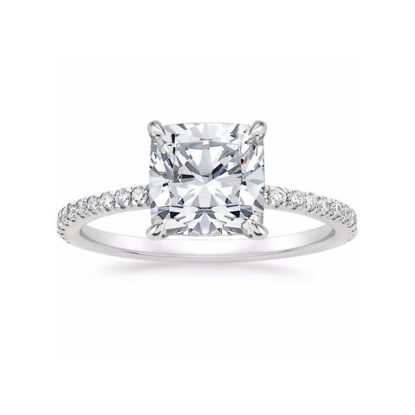 Lola Cushion Diamond Pave Solitaire Engagement Ring White Gold