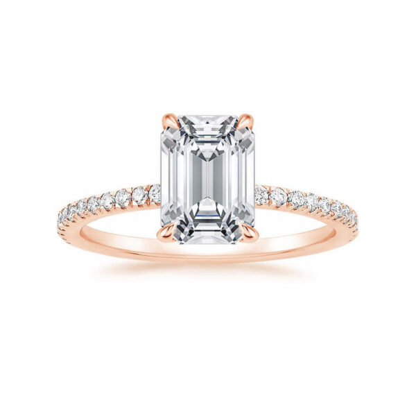 Lola Emerald Diamond Pave Solitaire Engagement Ring Pink Gold
