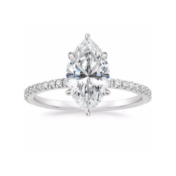 Lola Marquise Diamond Pave Solitaire Engagement Ring White Gold