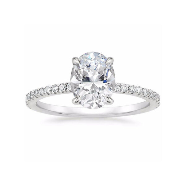 Lola Oval Diamond Pave Solitaire Engagement Ring White Gold