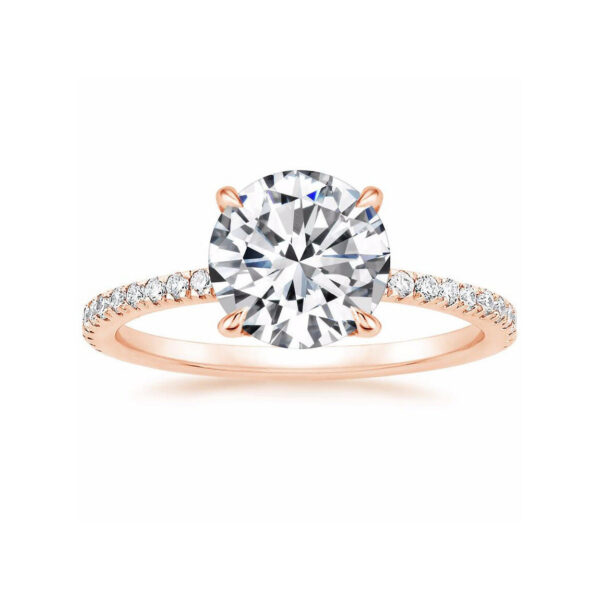 Lola Round Diamond Pave Solitaire Engagement Ring Pink Gold
